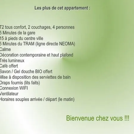 Апартаменты La Quietude T2 Tout Confort Proche Centre Ville Et Gare Centre Реймс